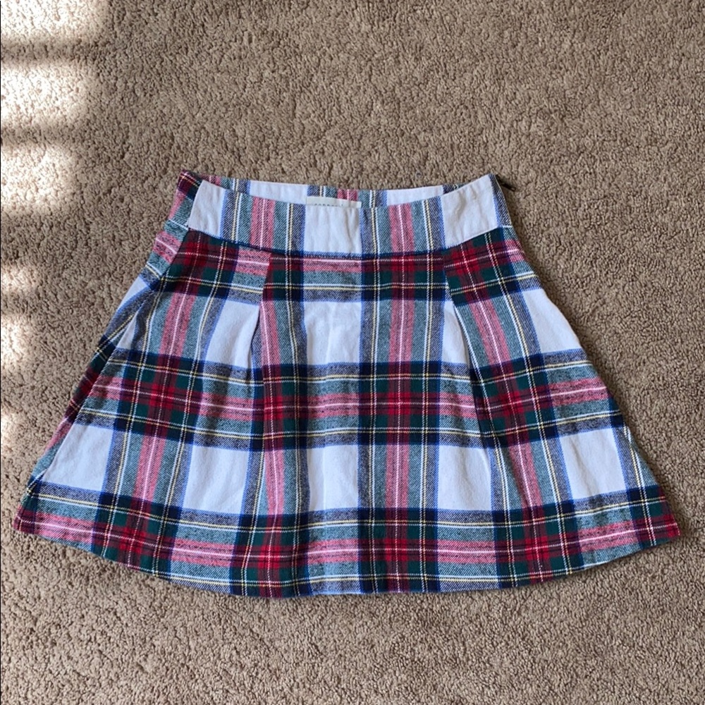 Pleated Plaid A-Line Skirt